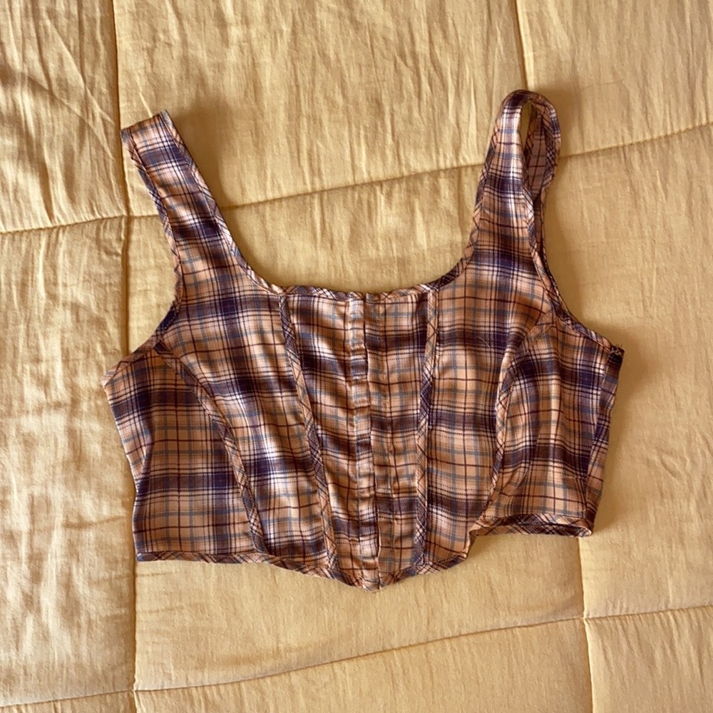 Silk plaid top